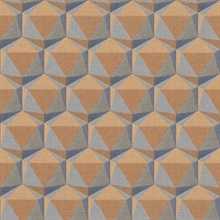 Geometric Sunset Motif Hexagon Textured Fabric Wallpaper