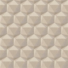 Geometric Taupe Motif Hexagon Textured Fabric Wallpaper