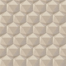 Geometric Taupe Motif Hexagon Textured Fabric Wallpaper