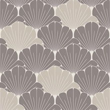 Giant Art Deco Gingko Leaf Grey and Cream Wallpaper
