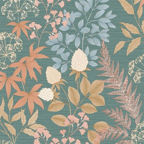 Gilded Bloom Green Ground Wallpaper