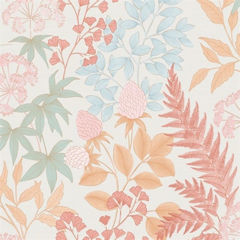 Gilded Bloom Red on White Ground Wallpaper