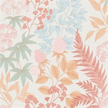 Gilded Bloom Red on White Ground Wallpaper