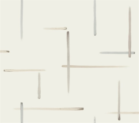 Gilded Sumi-E Neutral & Glint Paint Strokes Wallpaper