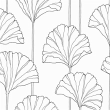 Gingko Leaf Botanical Ebony Peel and Stick Wallpaper