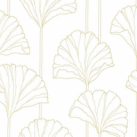 Gingko Leaf Botanical Metallic Gold Peel and Stick Wallpaper