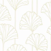 Gingko Leaf Botanical Metallic Gold Peel and Stick Wallpaper