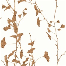 Ginkgo Silhouette Light Brown Cork Wallpaper