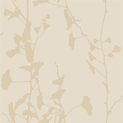 Ginkgo Silhouette Neutral Cork Wallpaper