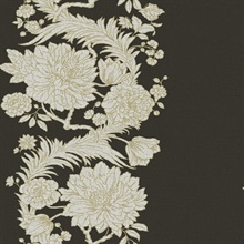 Gisela Black Floral Columns Wallpaper