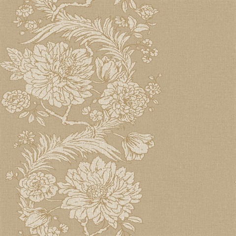 Gisela Neutral Floral Columns Wallpaper
