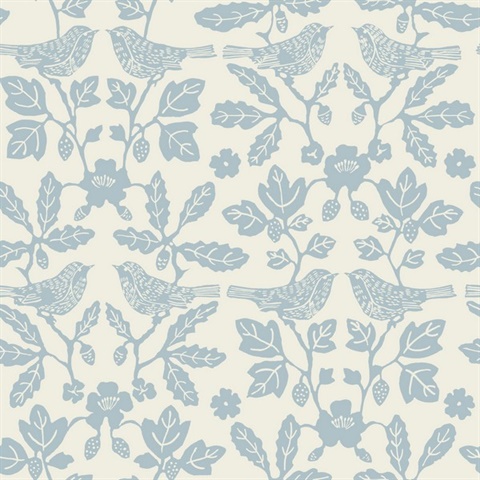 Glacial Blue Sparrow & Oak Peel & Stick Wallpaper
