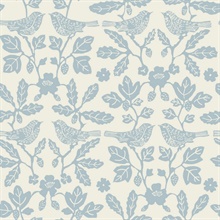 Glacial Blue Sparrow &amp; Oak Peel &amp; Stick Wallpaper