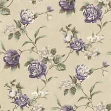 Gleason Grey Floral Rose Trail Wallpaper