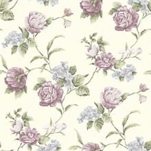 Gleason Purple Floral Rose Trail Wallpaper