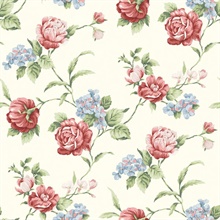 Gleason Red Floral Rose Trail Wallpaper