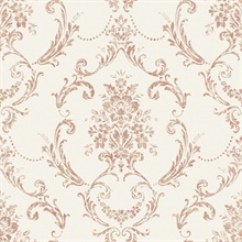 Glenda Rose Gold Floral Damask Wallpaper