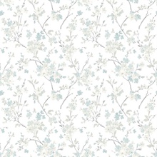 Glinda Aqua Floral Trail Wallpaper