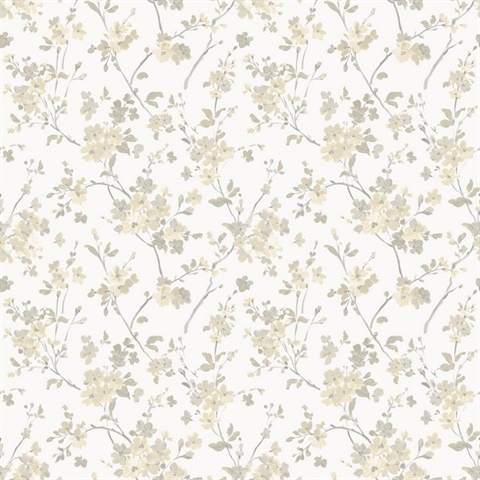 Glinda Light Yellow Floral Trail Wallpaper