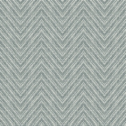 Glynn Denim Chevron Textured Basketweave Wallpaper