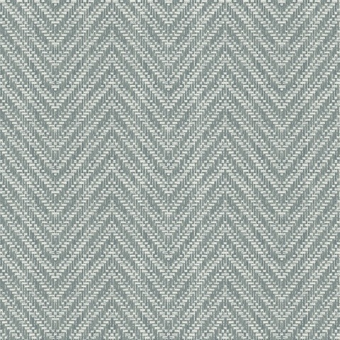 Glynn Denim Chevron Textured Basketweave Wallpaper