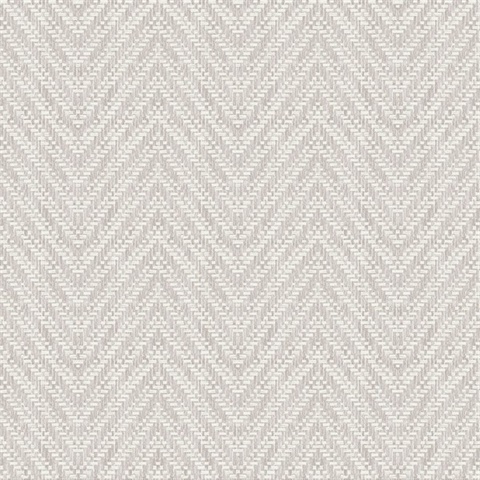 Glynn Lavender Textured Faux Basket Weave Chevron Wallpaper
