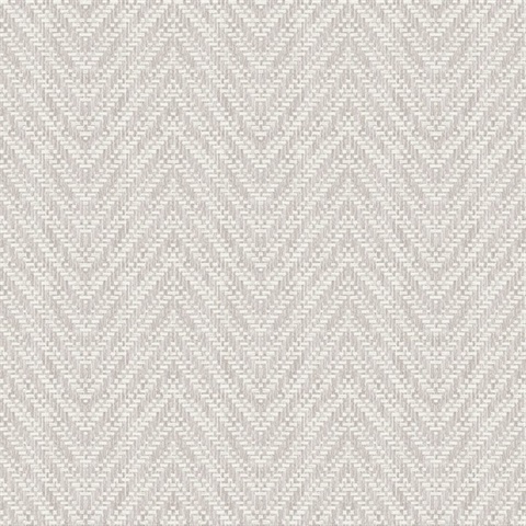 Glynn Lavender Textured Faux Basket Weave Chevron Wallpaper