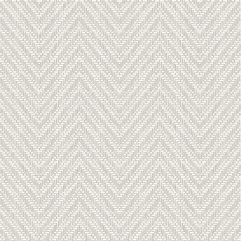 Glynn Light Grey Chevron Textured Basketweave Wallpaper
