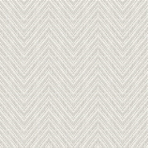 Glynn Light Grey Chevron Textured Basketweave Wallpaper