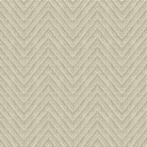 Glynn Neutral Textured Faux Basket Weave Chevron Wallpaper