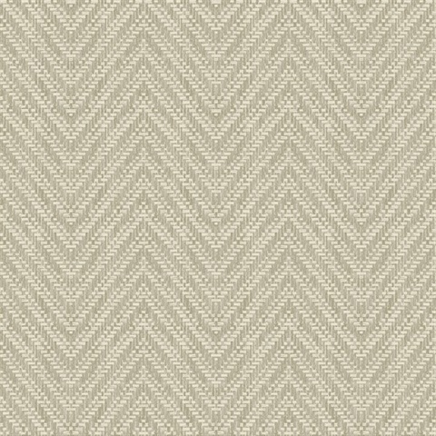 Glynn Neutral Textured Faux Basket Weave Chevron Wallpaper