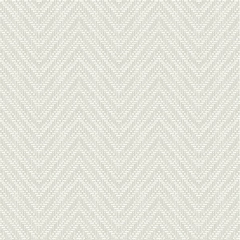 Glynn Silver Textured Faux Basket Weave Chevron Wallpaper