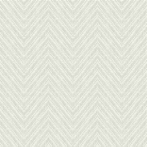 Glynn Silver Textured Faux Basket Weave Chevron Wallpaper