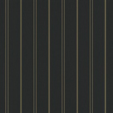 Gold & Black Thin Glitter & Metallic Stripes Wallpaper