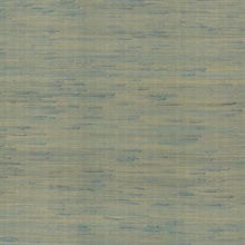Gold & Blue Metallic Jute Texture Wallpaper