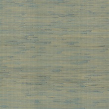 Gold &amp; Blue Metallic Jute Texture Wallpaper