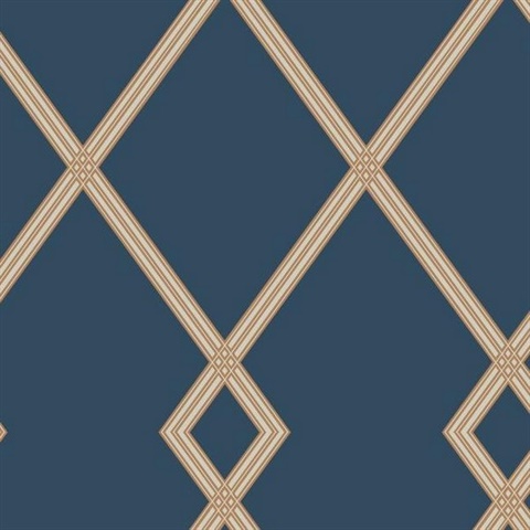 Gold & Blue Ribbon Stripe Trellis