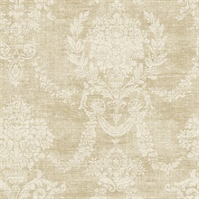 Gold Distressed Damask Wallpaper