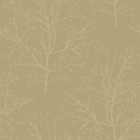Gold Glass Bead Frozen Branches Wallpaper