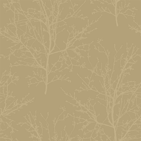 Gold Glass Bead Frozen Branches Wallpaper