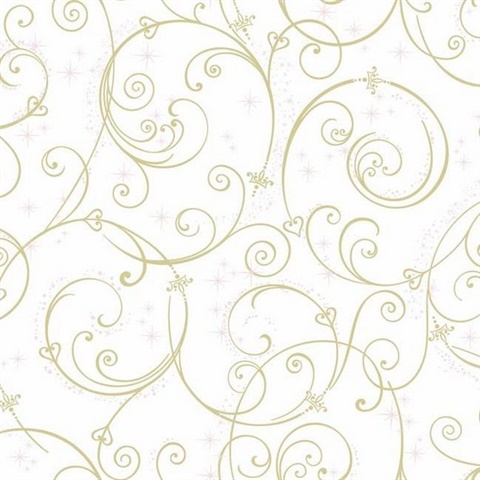 Gold Glitter Disney Princess Perfect Scroll Wallpaper