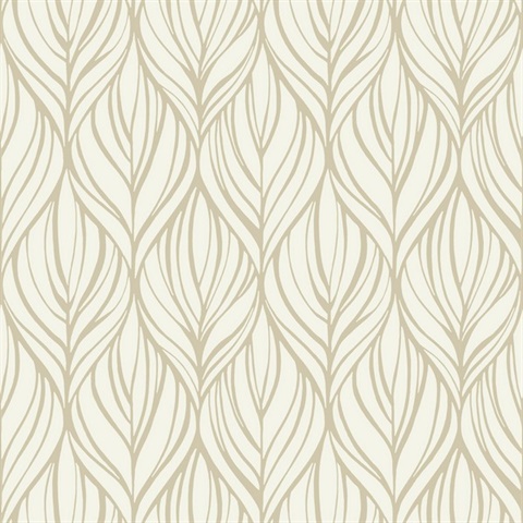 Gold Glitter Palma Leaf Ogee Wallpaper