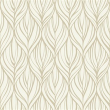 Gold Glitter Palma Leaf Ogee Wallpaper