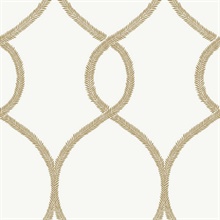 Gold Laurel Leaf Ogee Geometric  Wallpaper