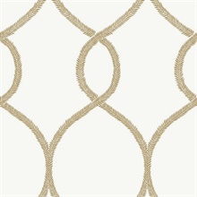 Gold Laurel Leaf Ogee Geometric  Wallpaper