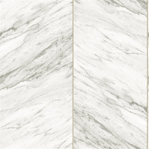Gold & Light Grey Faux Marble Panel Wallpaper
