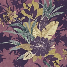Gold & Purple Commercial Flowers Wallpaper