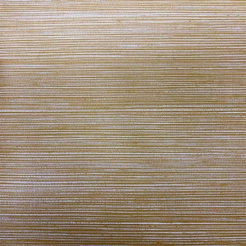 Gold Rockland Pearlescent Faux Grasscloth Wallpaper