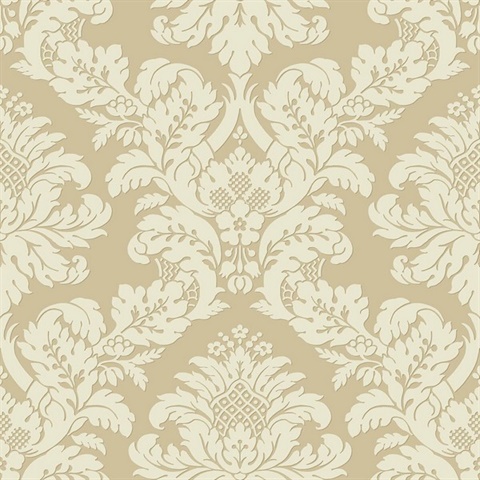 Gold Shimmering Glitter Damask Wallpaper