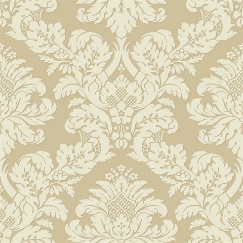 Gold Shimmering Glitter Damask Wallpaper